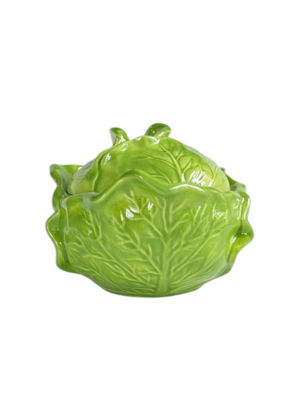 Vintage Holland Mold Green Cabbage/Lettuce Ceramic Lidded Bowl - Picture 2 of 8